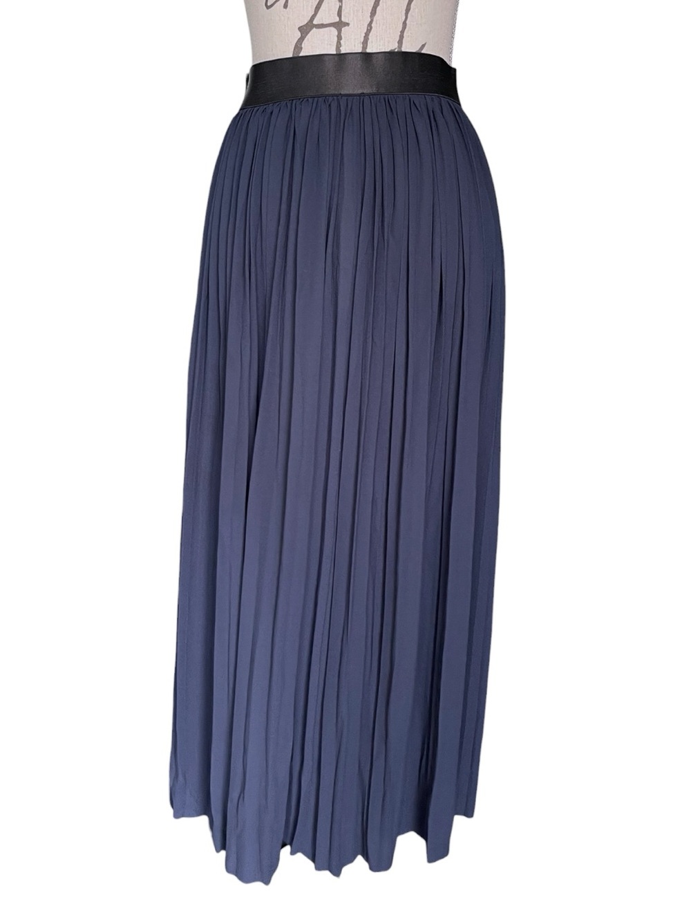 Zara Navy Lightweight Flowy Accordion Pleated Wide Leg Palazzo Pant (S)